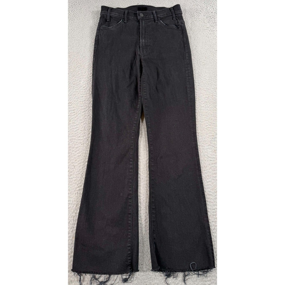 Mother The Hustler Ankle Fray Not Guilty Jeans Women's 25 Black Denim Flared Leg